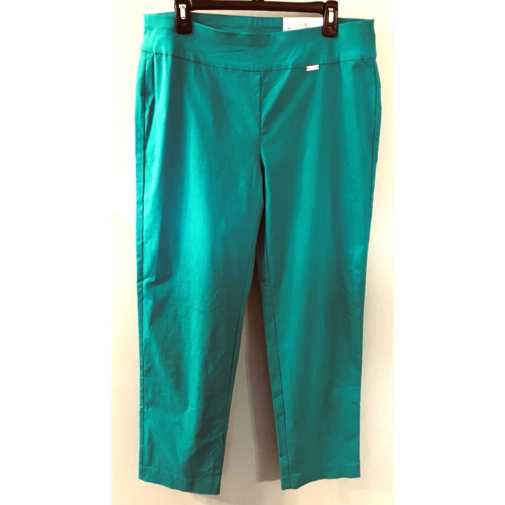 NWT INC Women's Fresco Blue Pull On Straight Leg Tummy Control Pants Size 14
